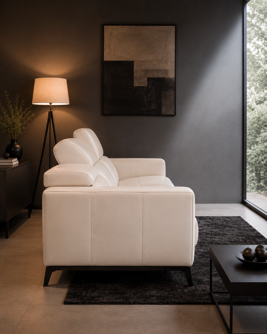 Davenport Half Leather Recliner Sofa