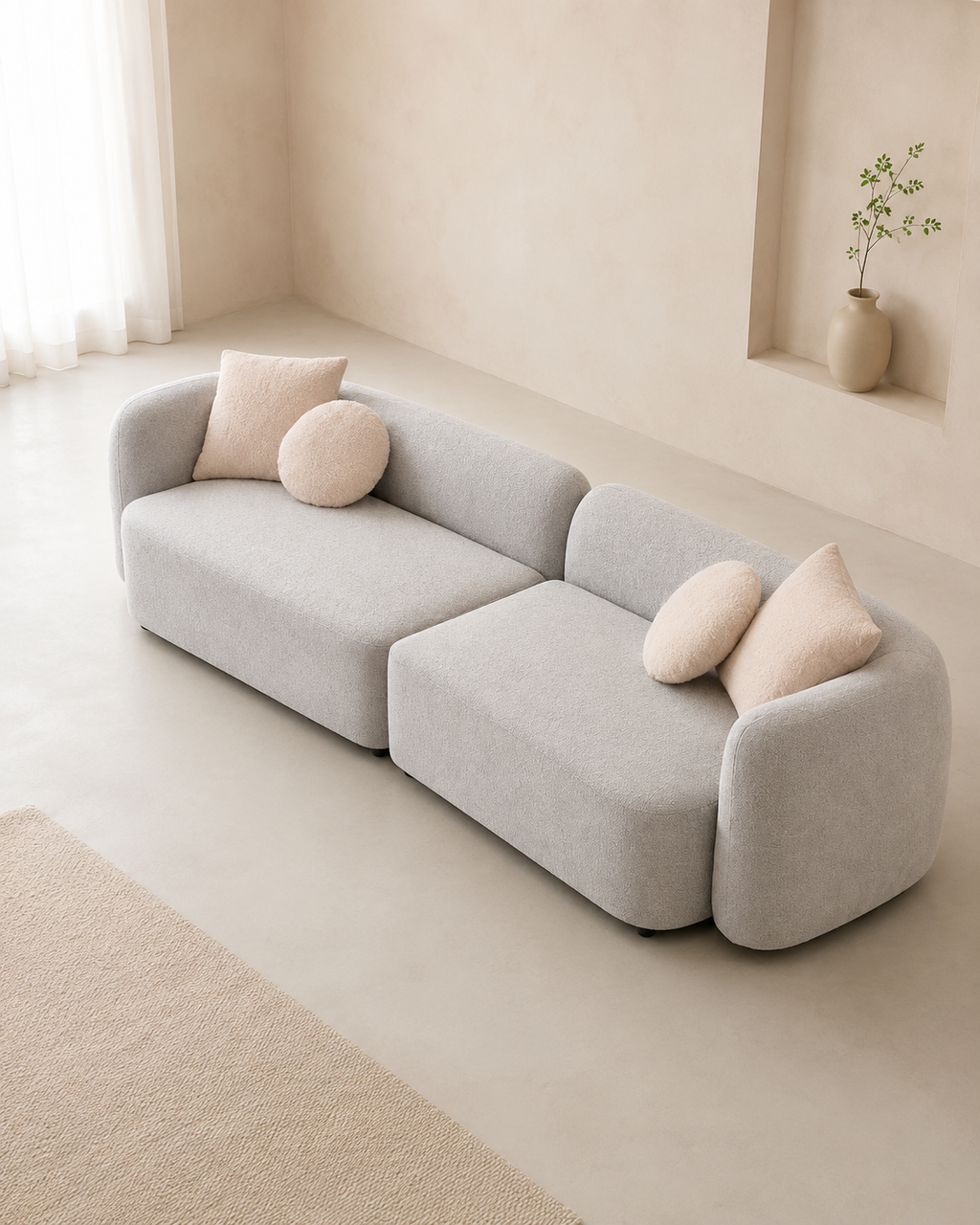 Nerisse Curved Fabric Sofa