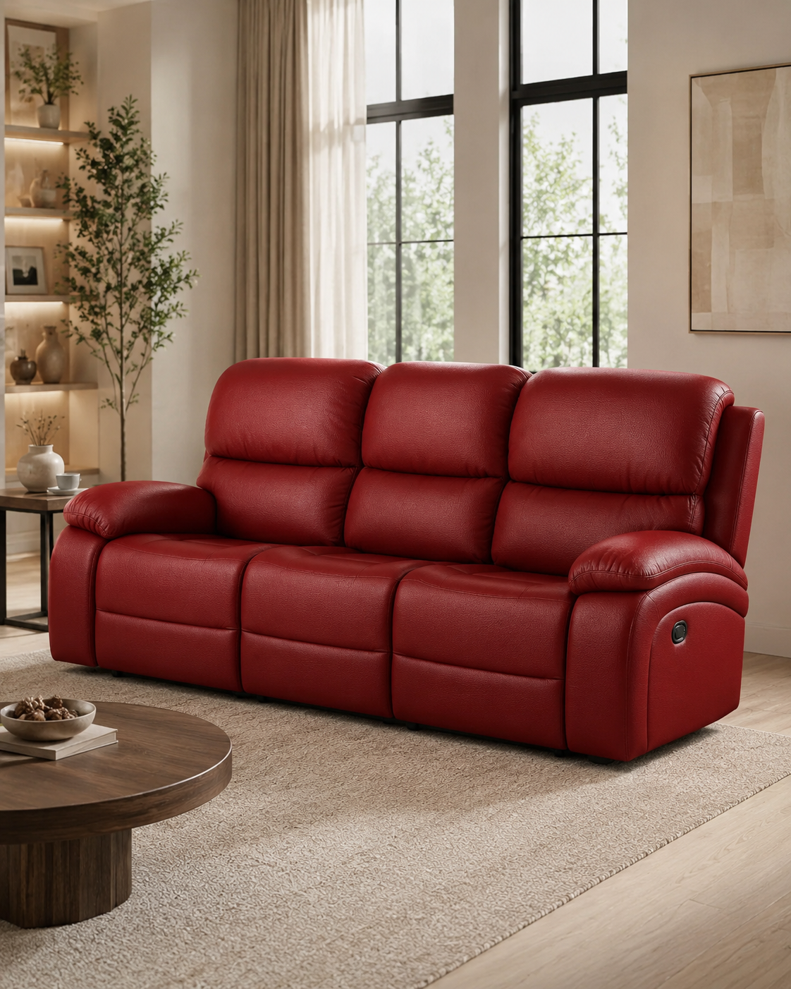 Avermont Cowhide Half-Leather Recliner Sofa