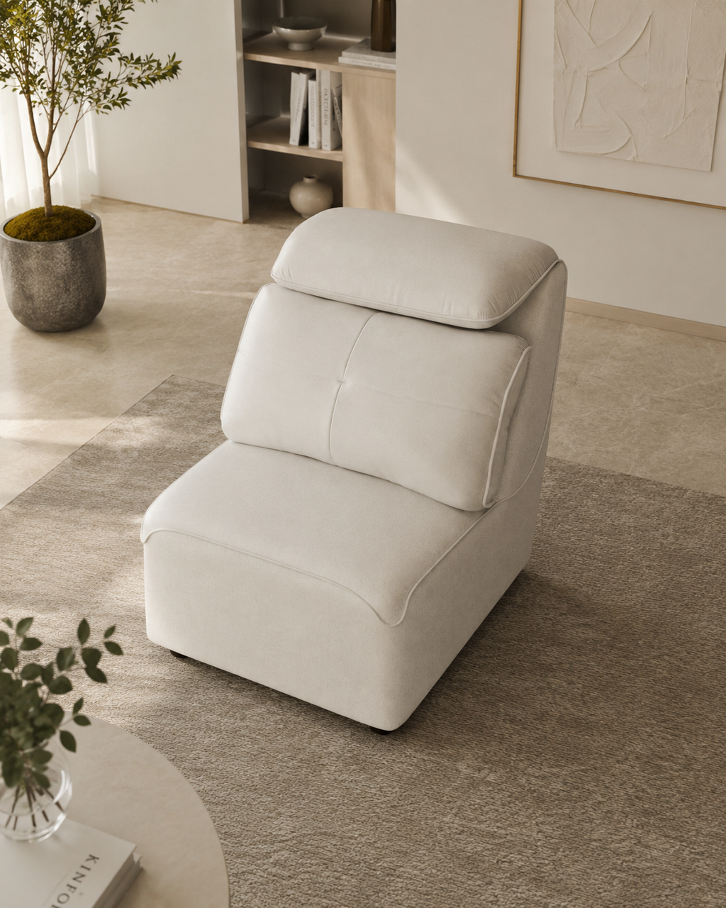 Elio Fabric Adjustable Headrest Lounge Chair