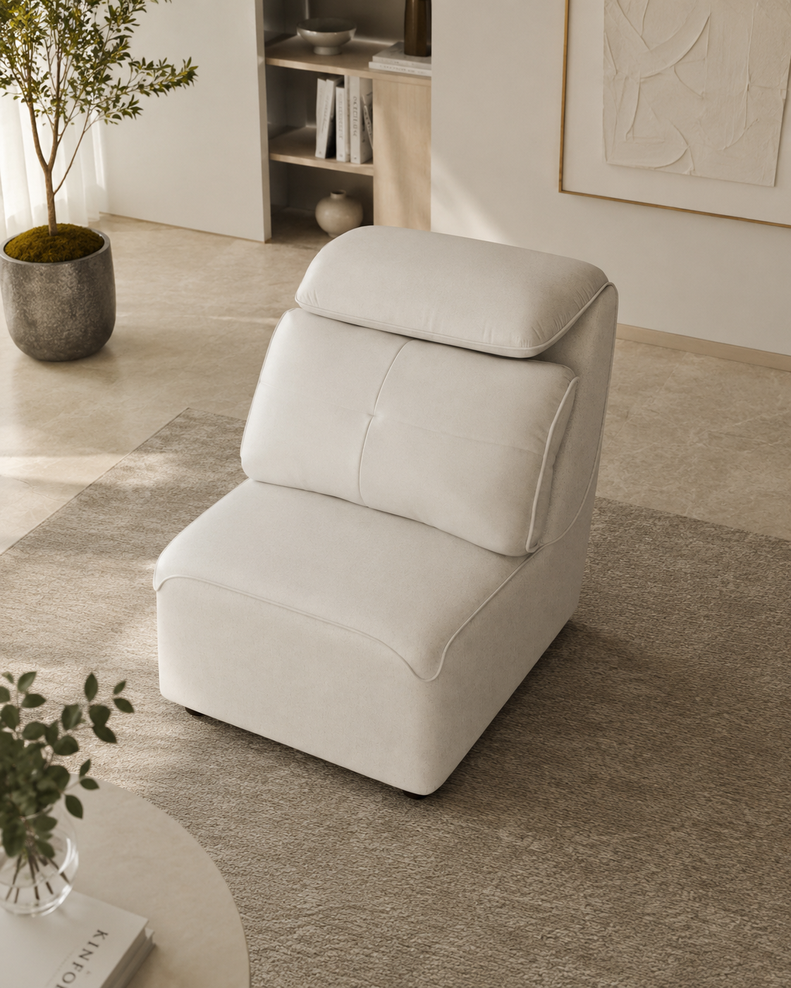 Elio Fabric Adjustable Headrest Lounge Chair