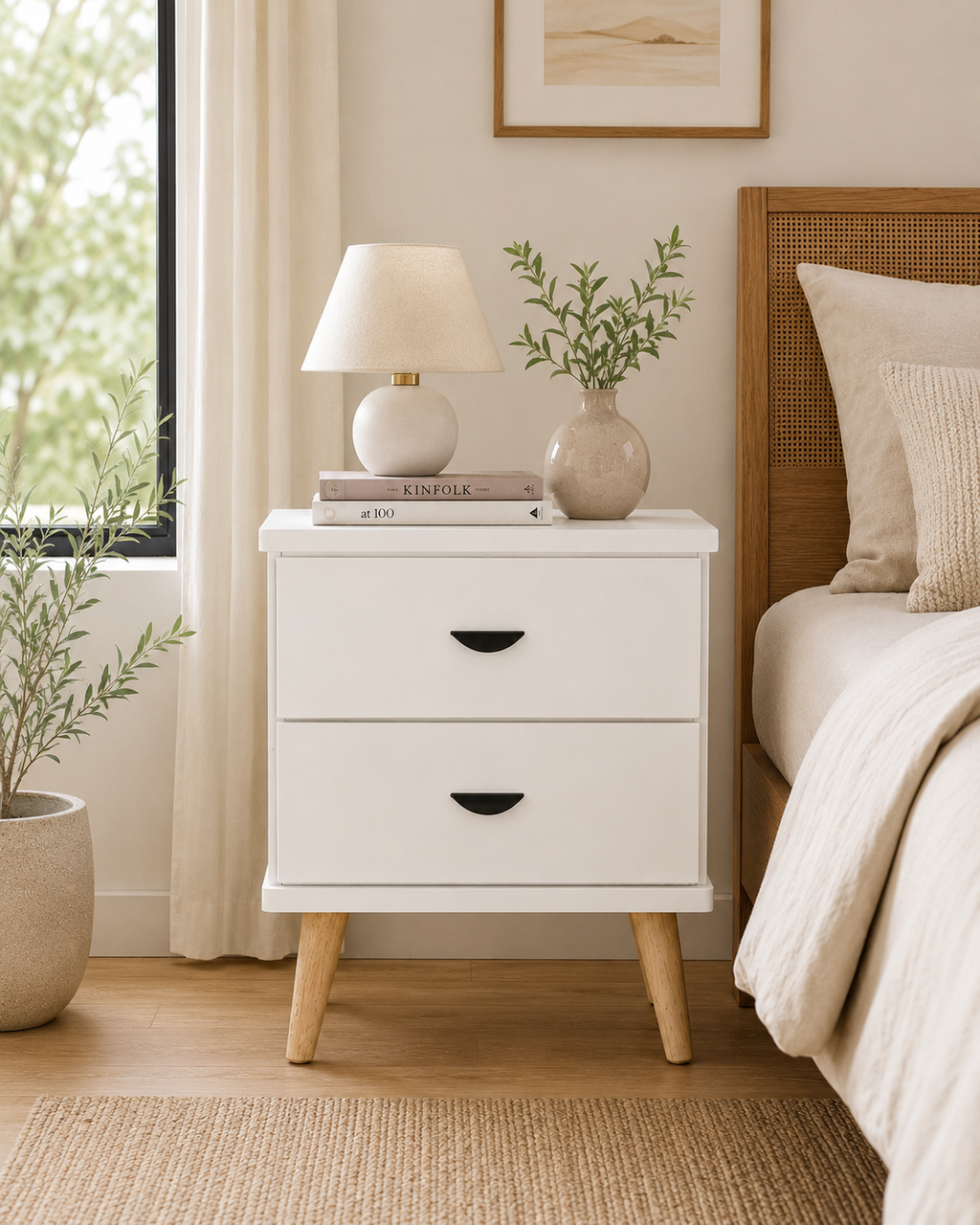 Nola White Bedside Table