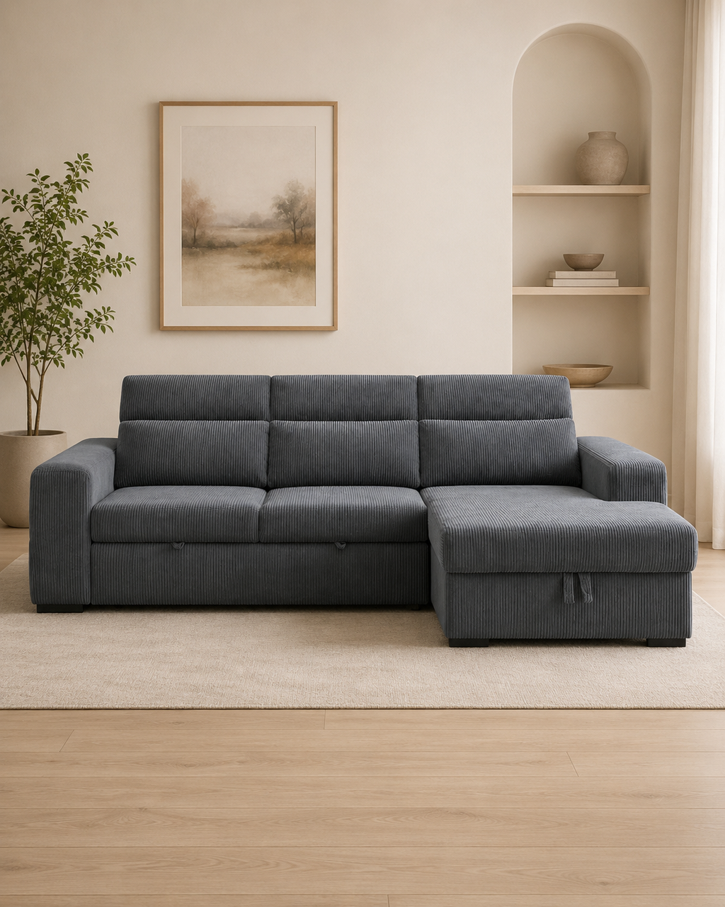Kova Corduroy Fabric Storage Sofa Bed