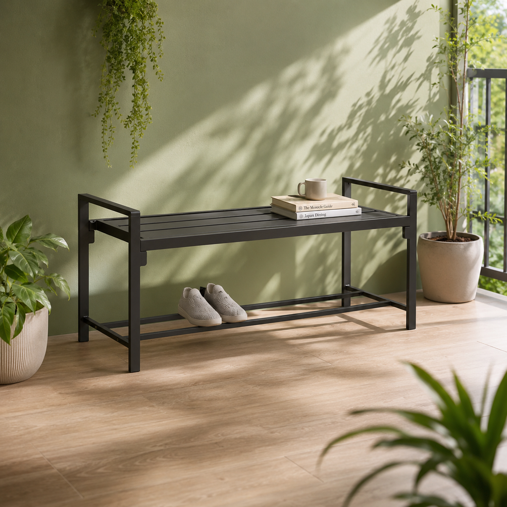 Onyx Metal Shoe Bench (120cm)
