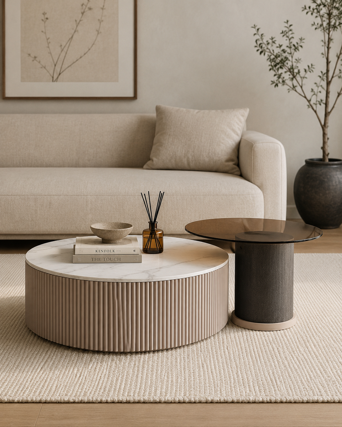 Lunara Sintered Stone Nesting Coffee Table