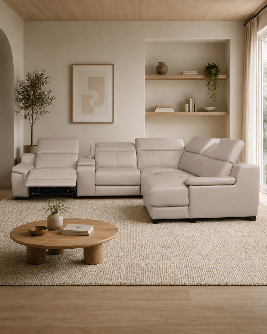 Morningside Genuine Leather Recliner Sectional Sofa