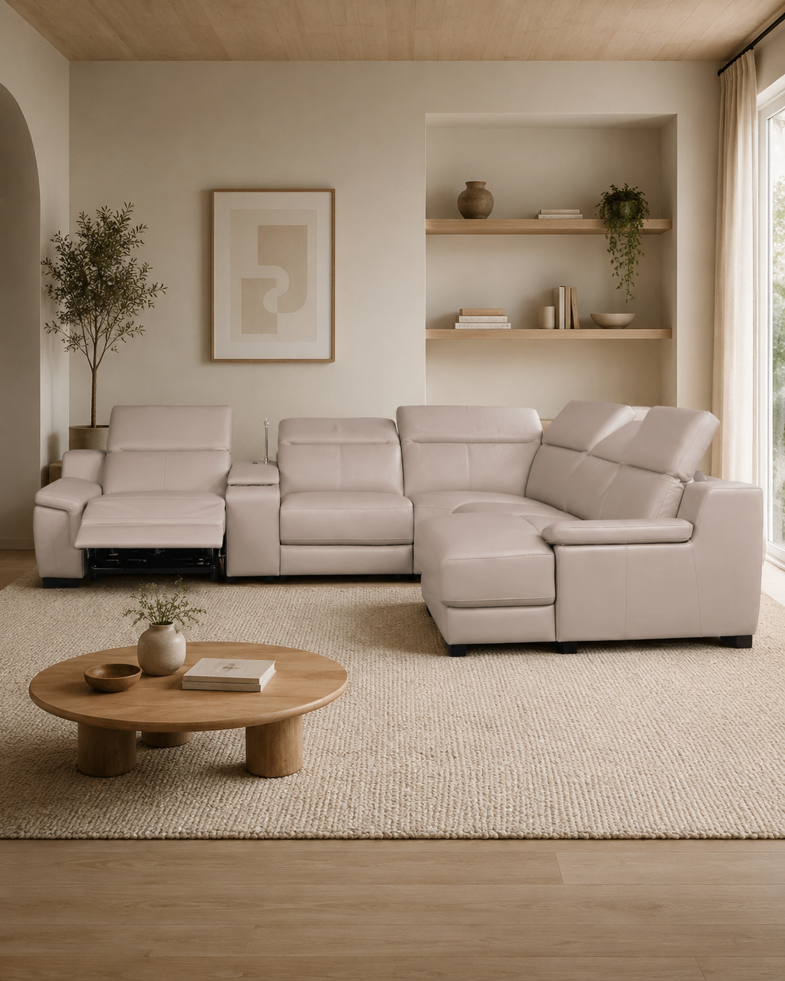 Morningside Genuine Leather Recliner Sectional Sofa