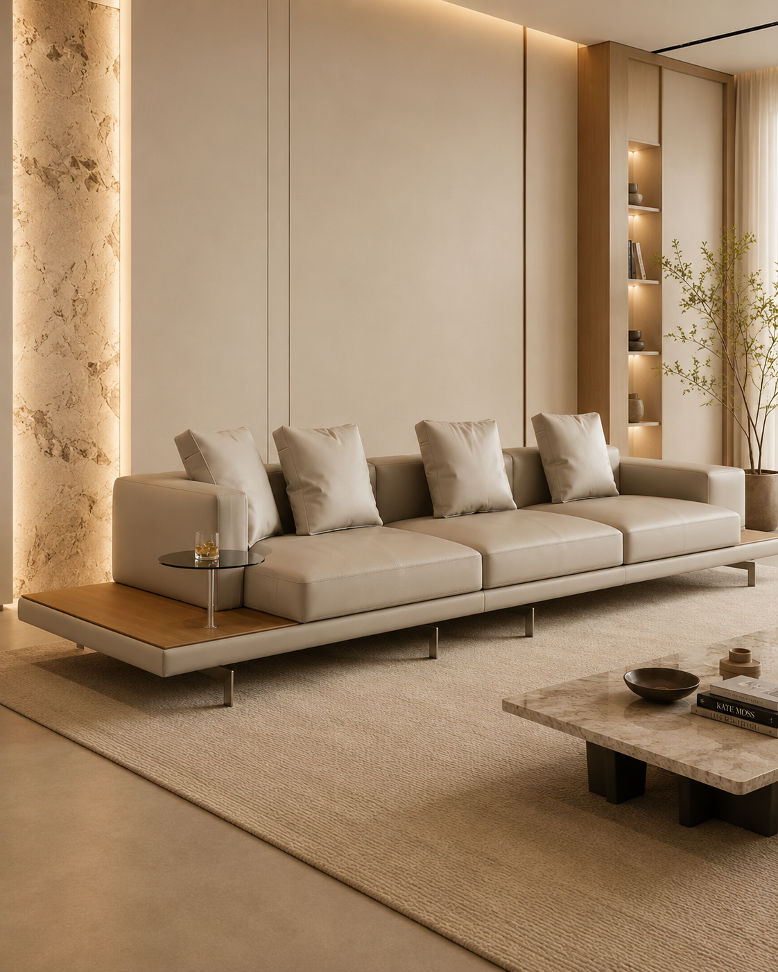 Levaro Leather Platform Sofa