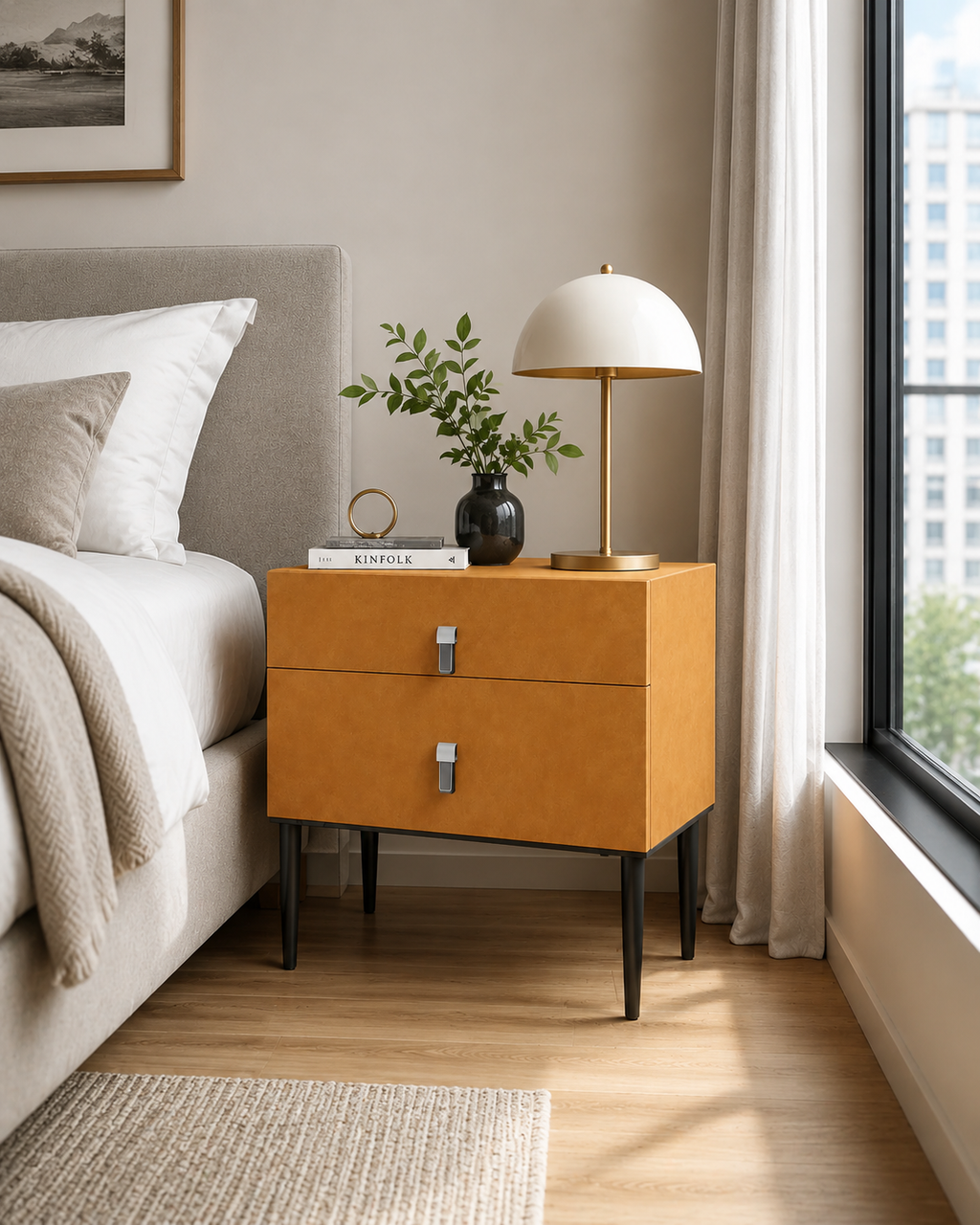 Saffron Soft-Touch Bedside Table