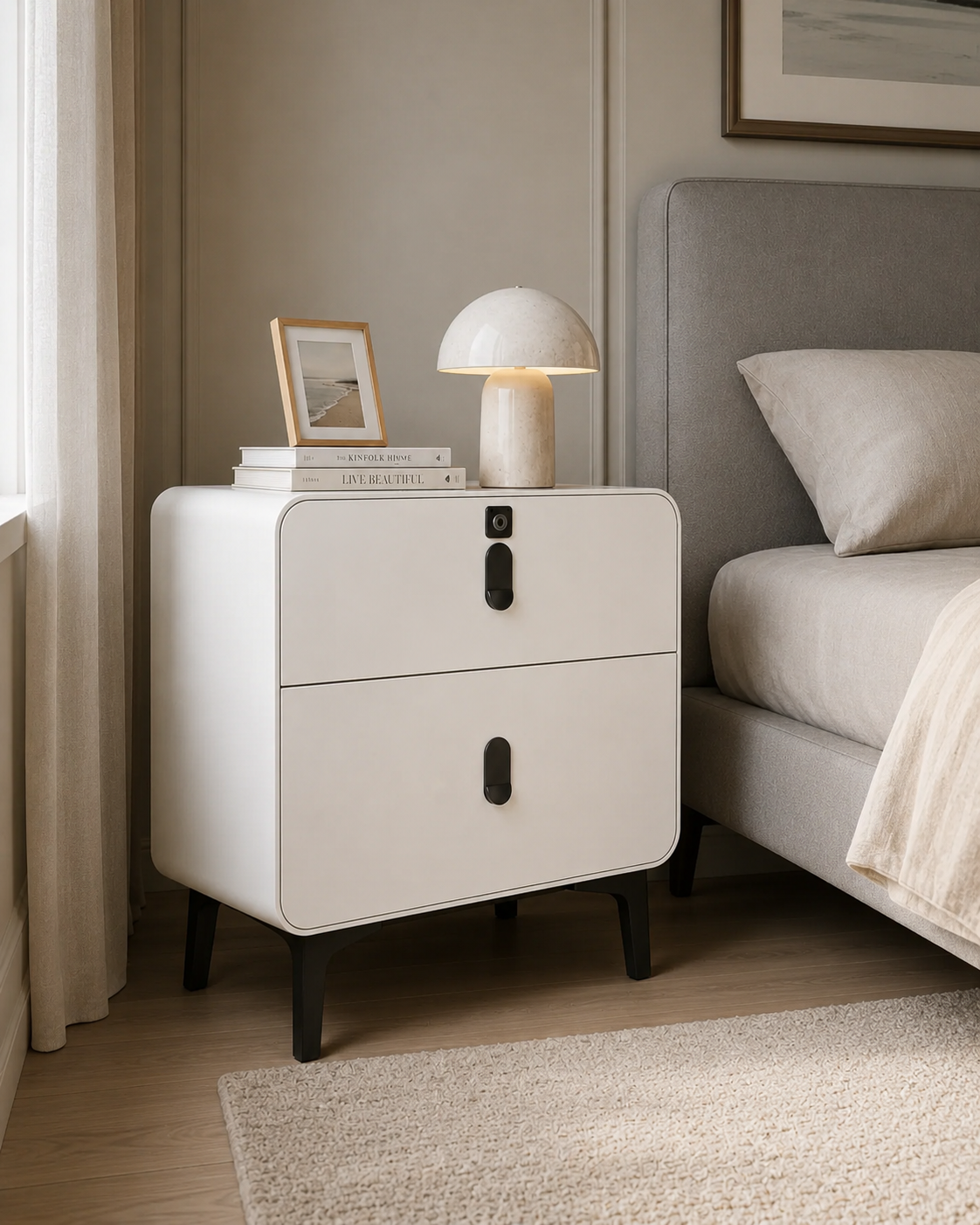 Nova White Bedside Table