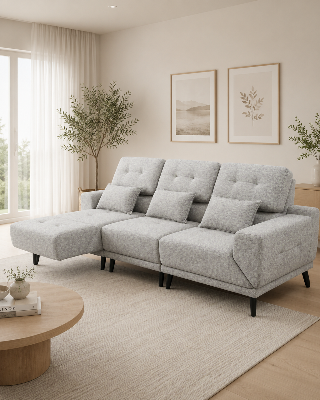 Arlen Fabric Adjustable Backrest & Armrest Sofa