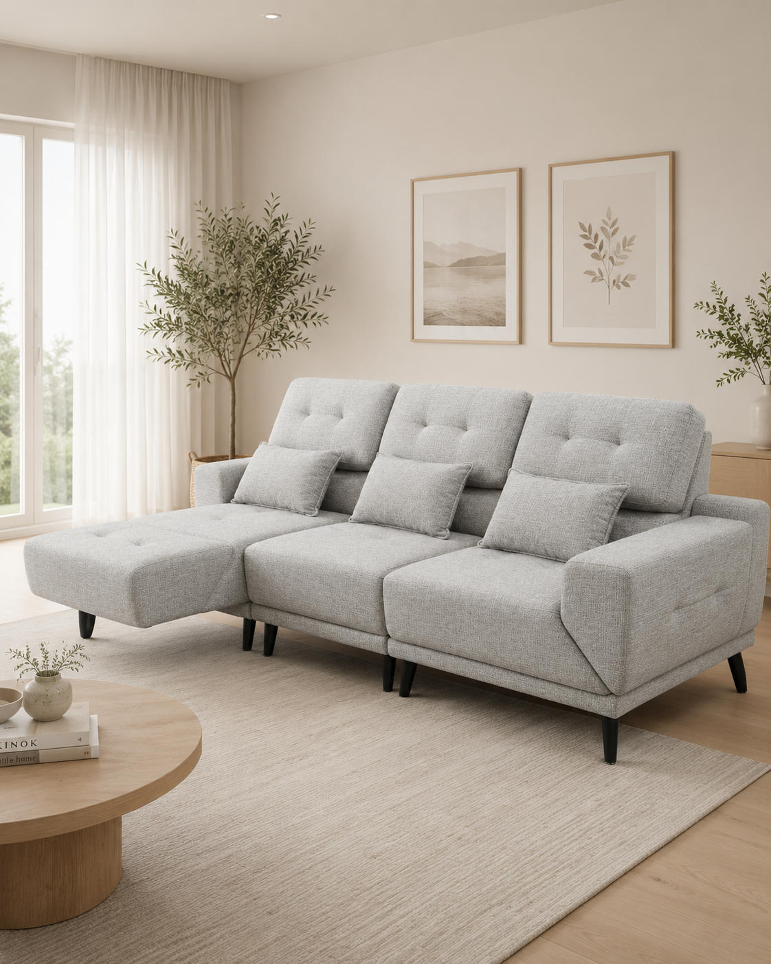 Arlen Fabric Adjustable Backrest & Armrest Sofa