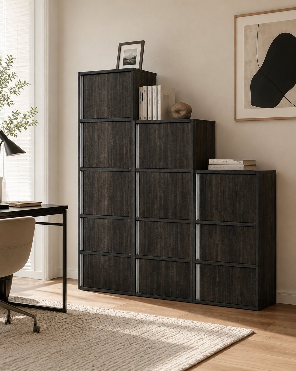 Noir Dark Oak Storage Cabinet Set
