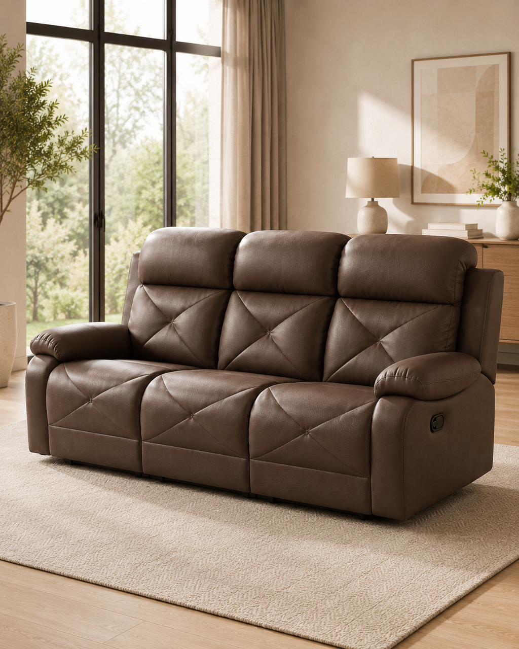 Montaire Cowhide Half-Leather Recliner Sofa