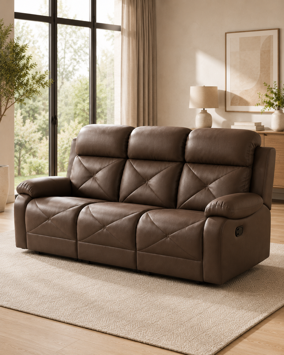 Montaire Cowhide Half-Leather Recliner Sofa