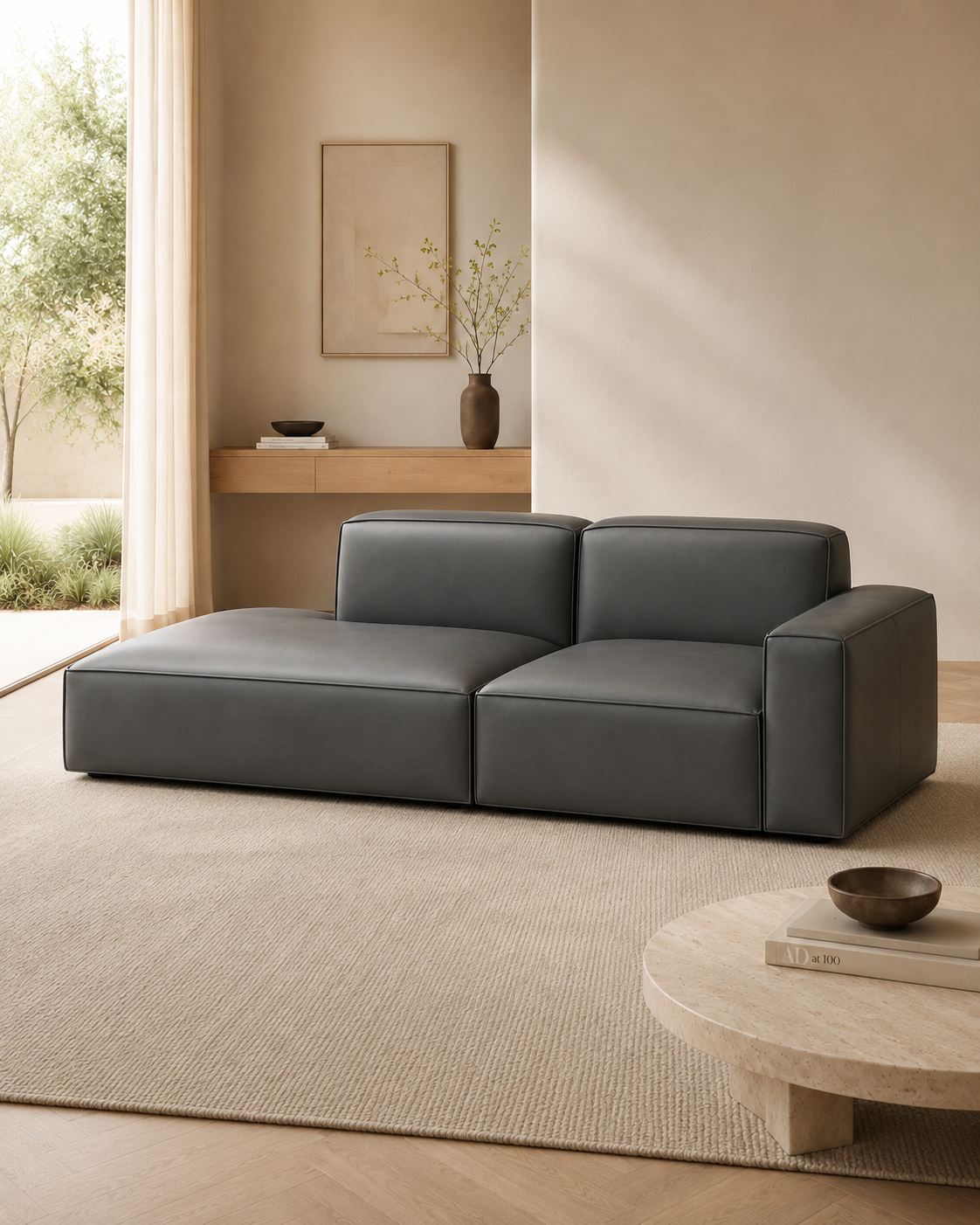 Farnham Genuine Leather Extended Sofa