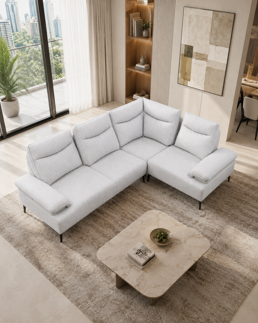 Aveline Fabric Adjustable Backrest Corner Sofa