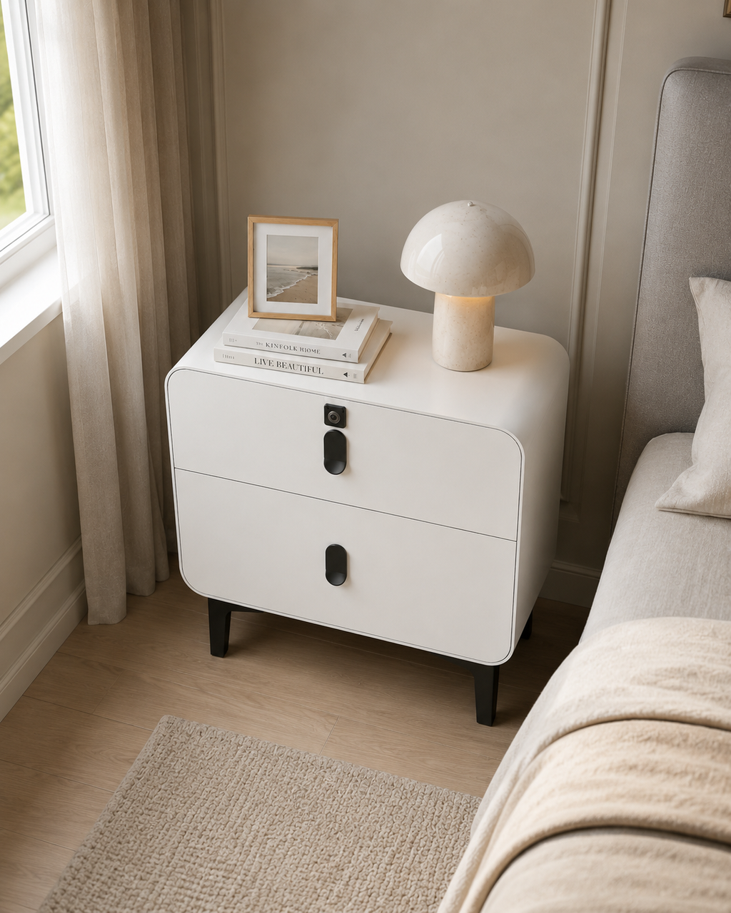 Nova White Bedside Table