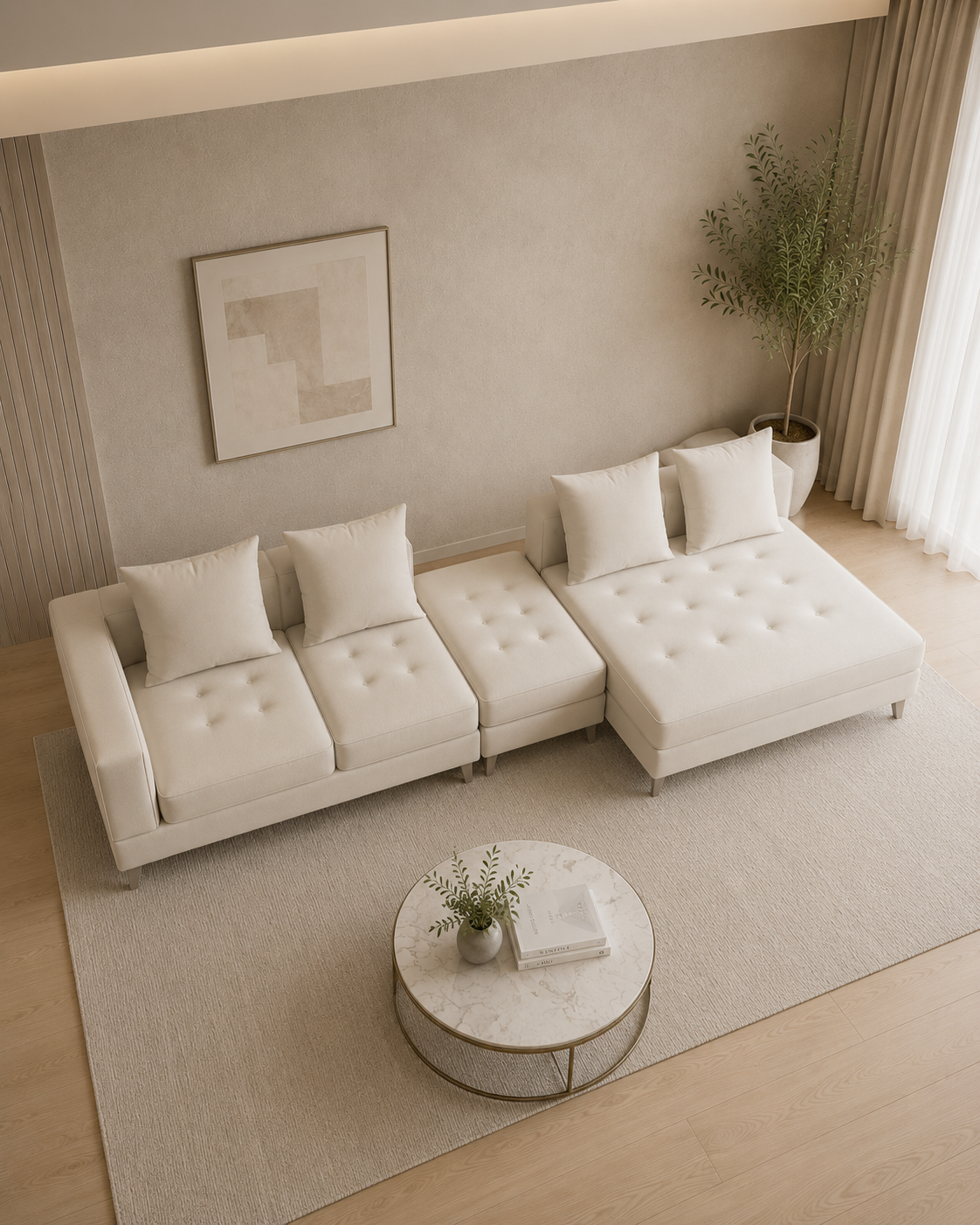 Avenor Fabric L-Shaped Sofa