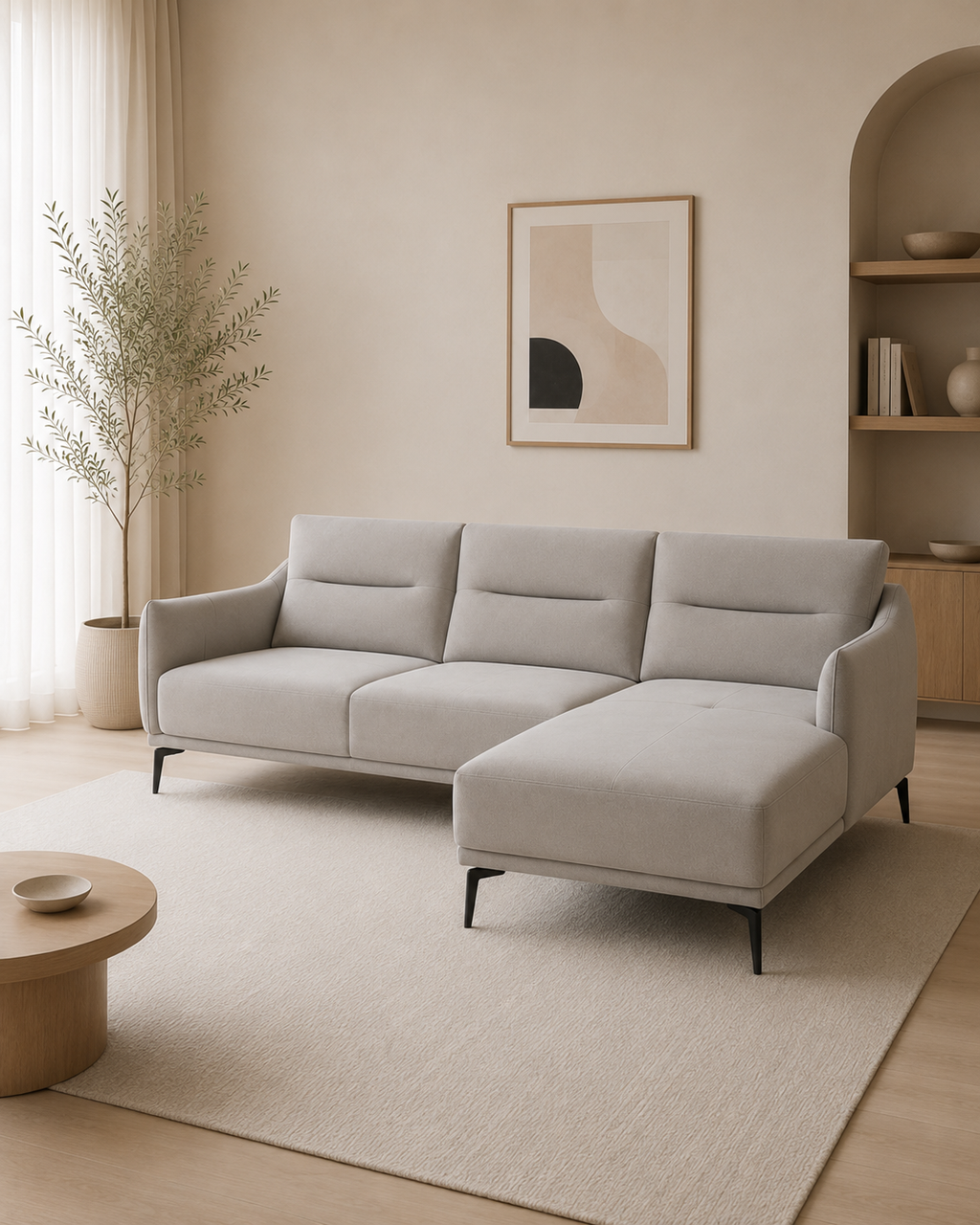 Eira Genuine Leather L-Shaped Sofa