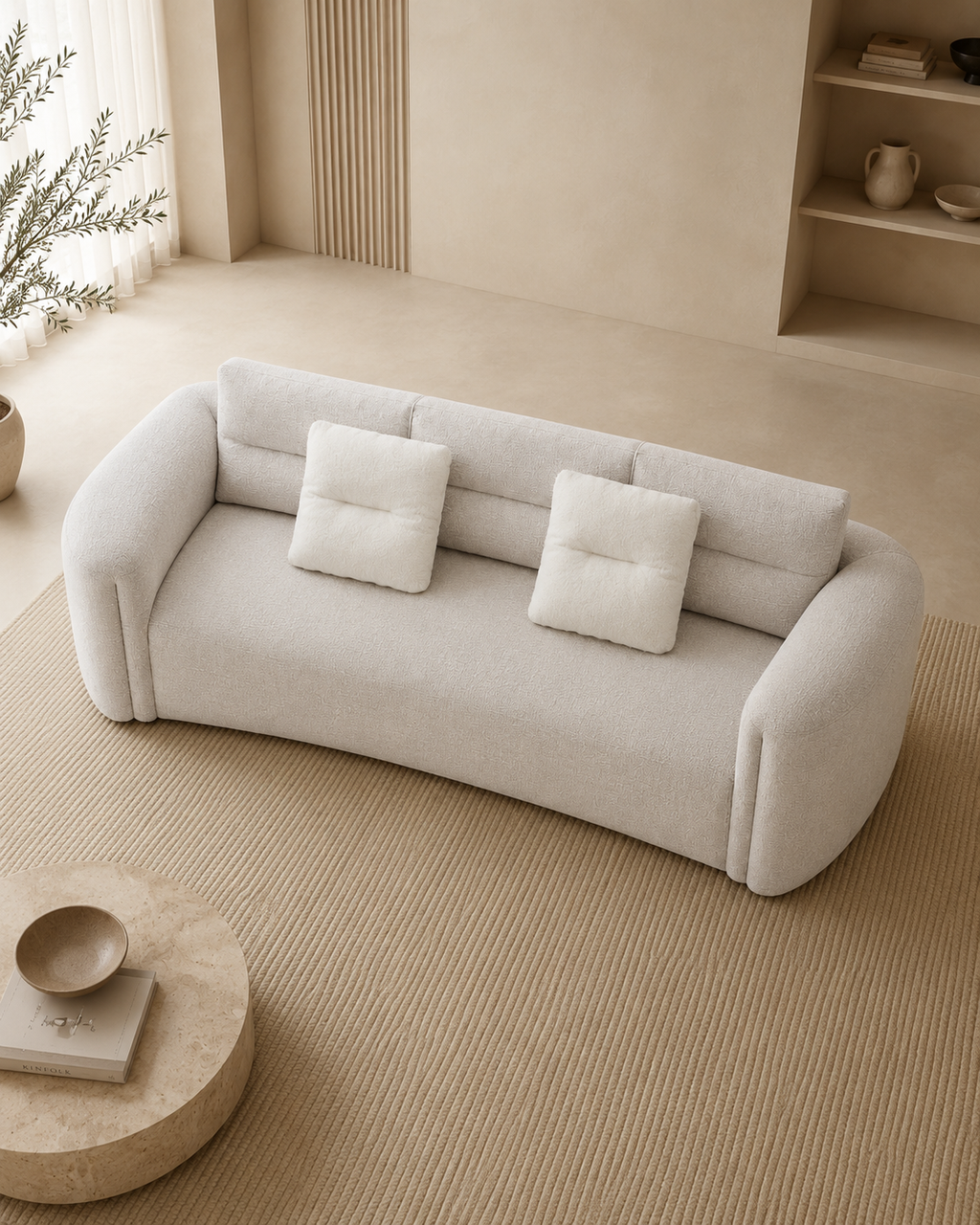 Liora Curved Fabric Sofa