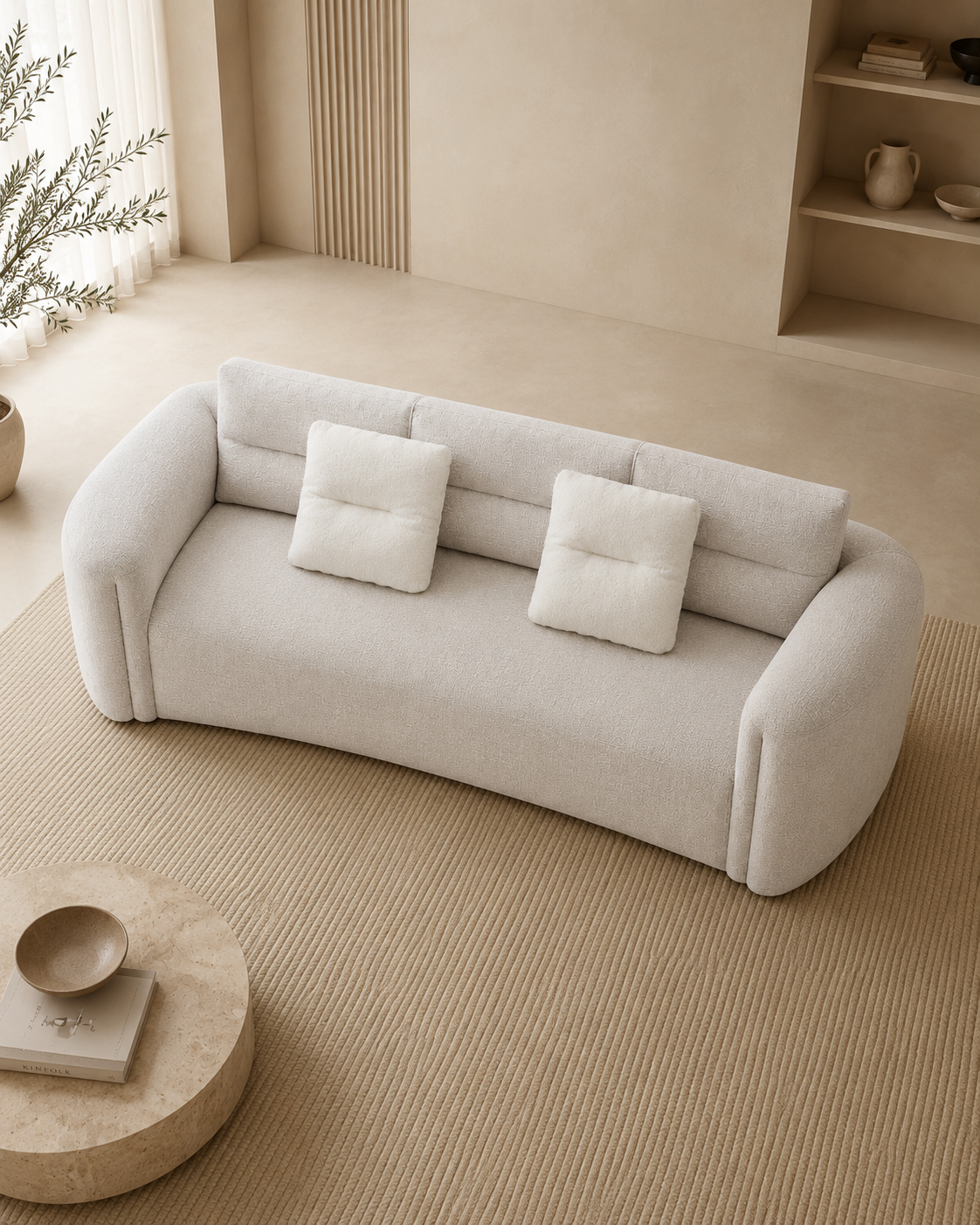 Liora Curved Fabric Sofa