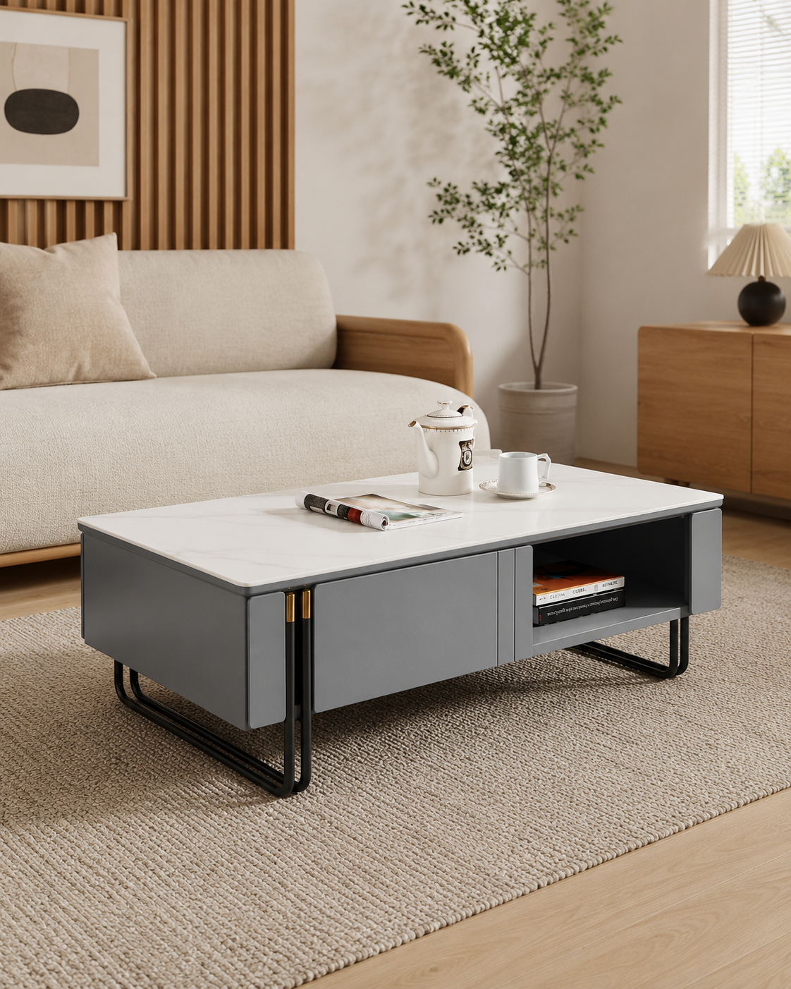 Mirelle Sintered Stone Storage Coffee Table