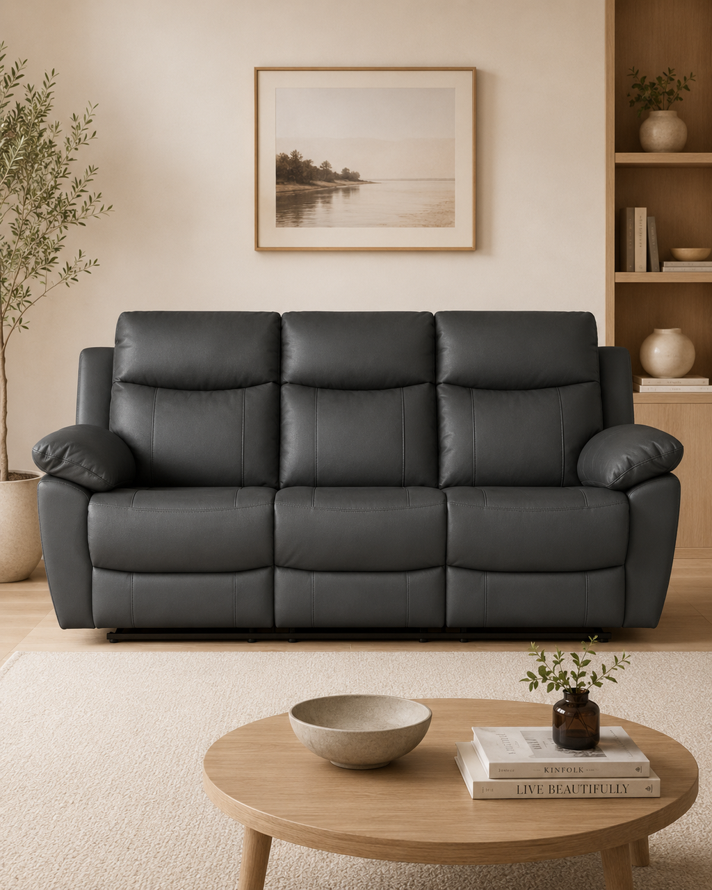 Grantham Genuine Leather Recliner Sofa