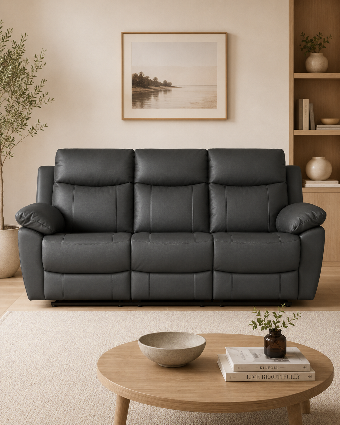 Grantham Genuine Leather Recliner Sofa