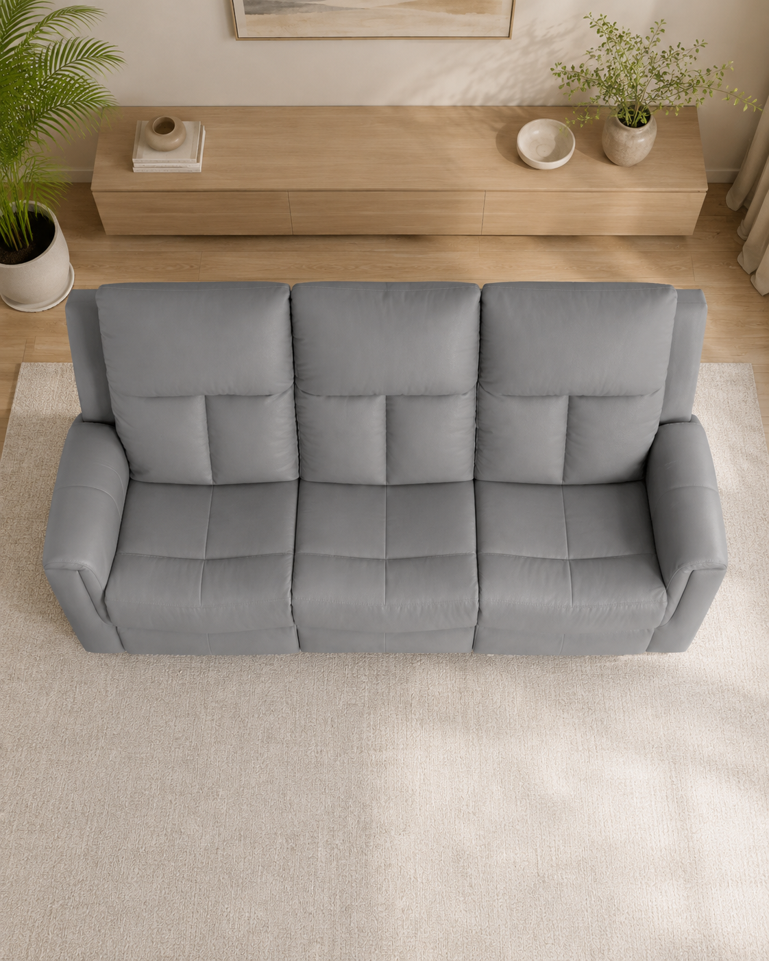 Hampton Half Leather Recliner Sofa