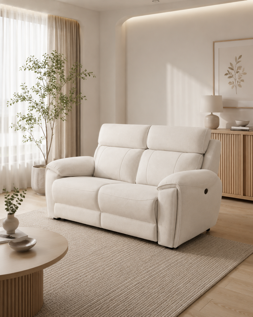 Arden Fabric Adjustable Headrest Recliner Sofa