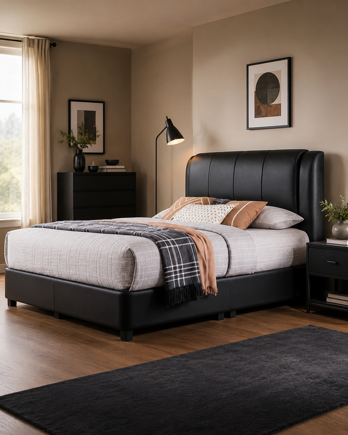 Slate Faux Leather Bed Frame