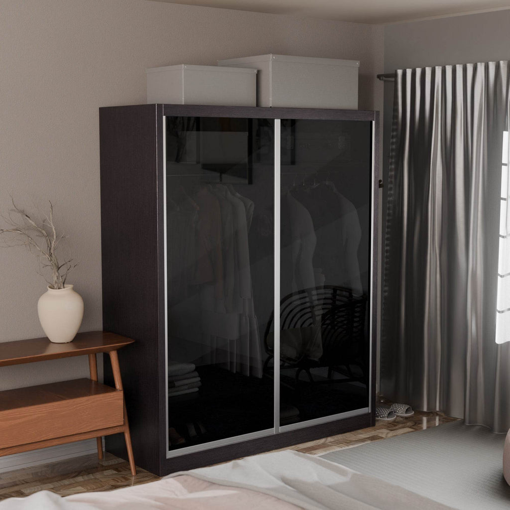 Amity Modular Wardrobe A01 (Black Transparent Glass)