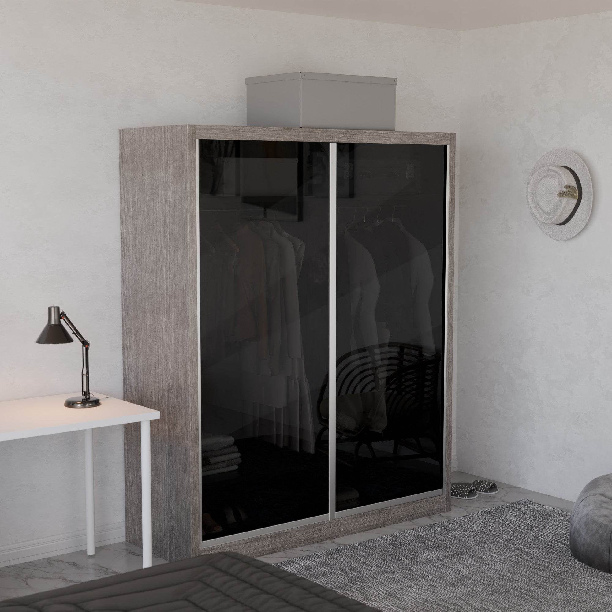 Amity Modular Wardrobe A01 (Black Transparent Glass)