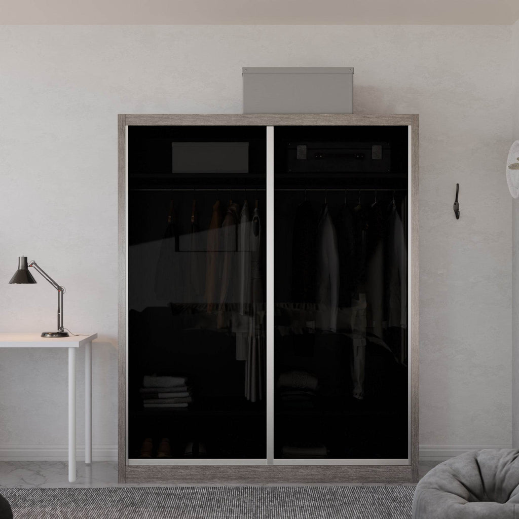 Amity Modular Wardrobe A01 (Black Transparent Glass)