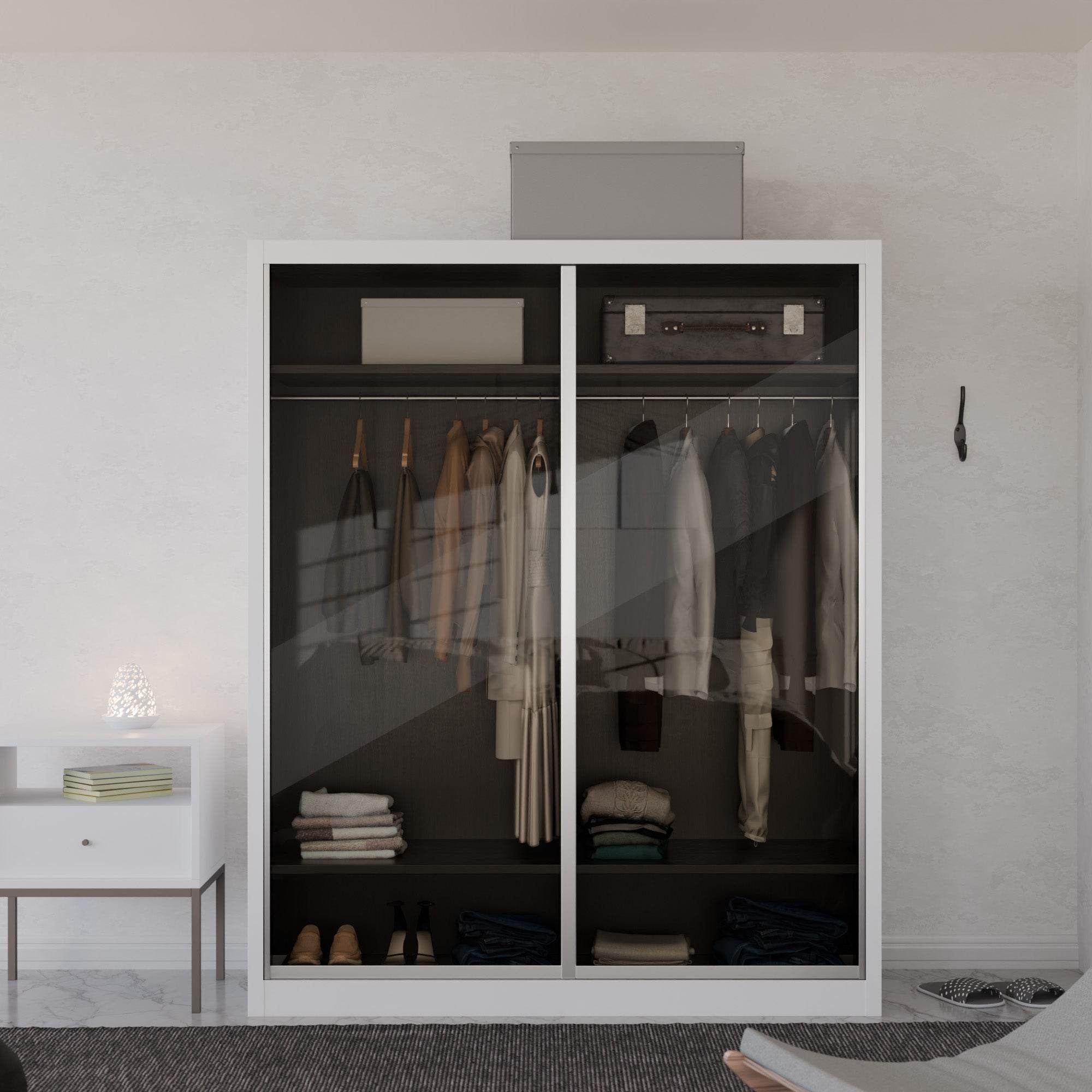 Megafurniture | Amity Modular Wardrobe A04 (Tinted Clear Glass) | Modular Wardrobe