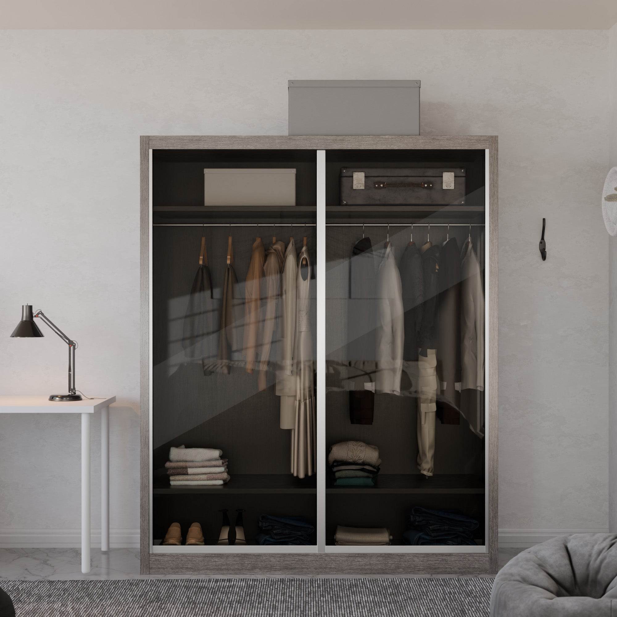 Megafurniture | Amity Modular Wardrobe A04 (Tinted Clear Glass) | Modular Wardrobe