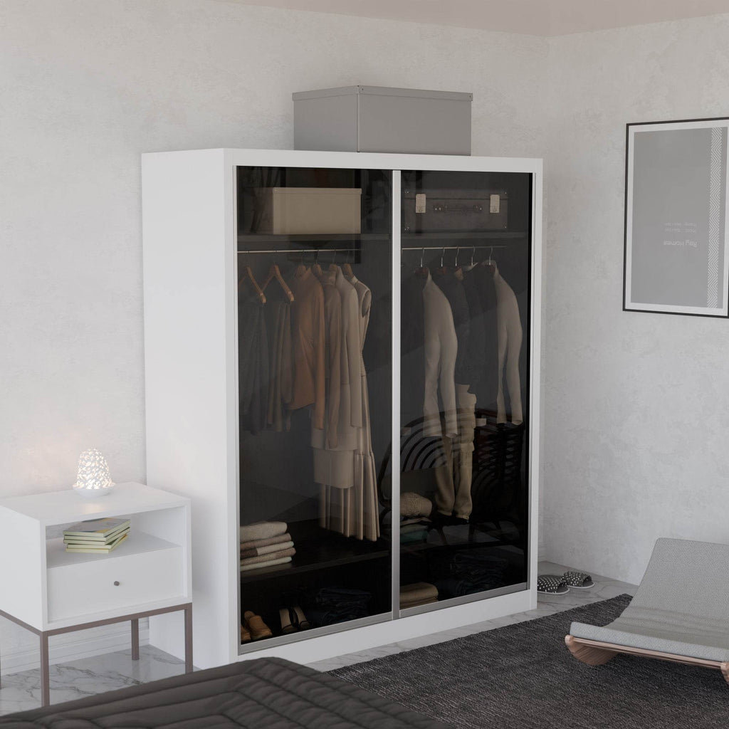 Megafurniture | Amity Modular Wardrobe A04 (Tinted Clear Glass) | Modular Wardrobe