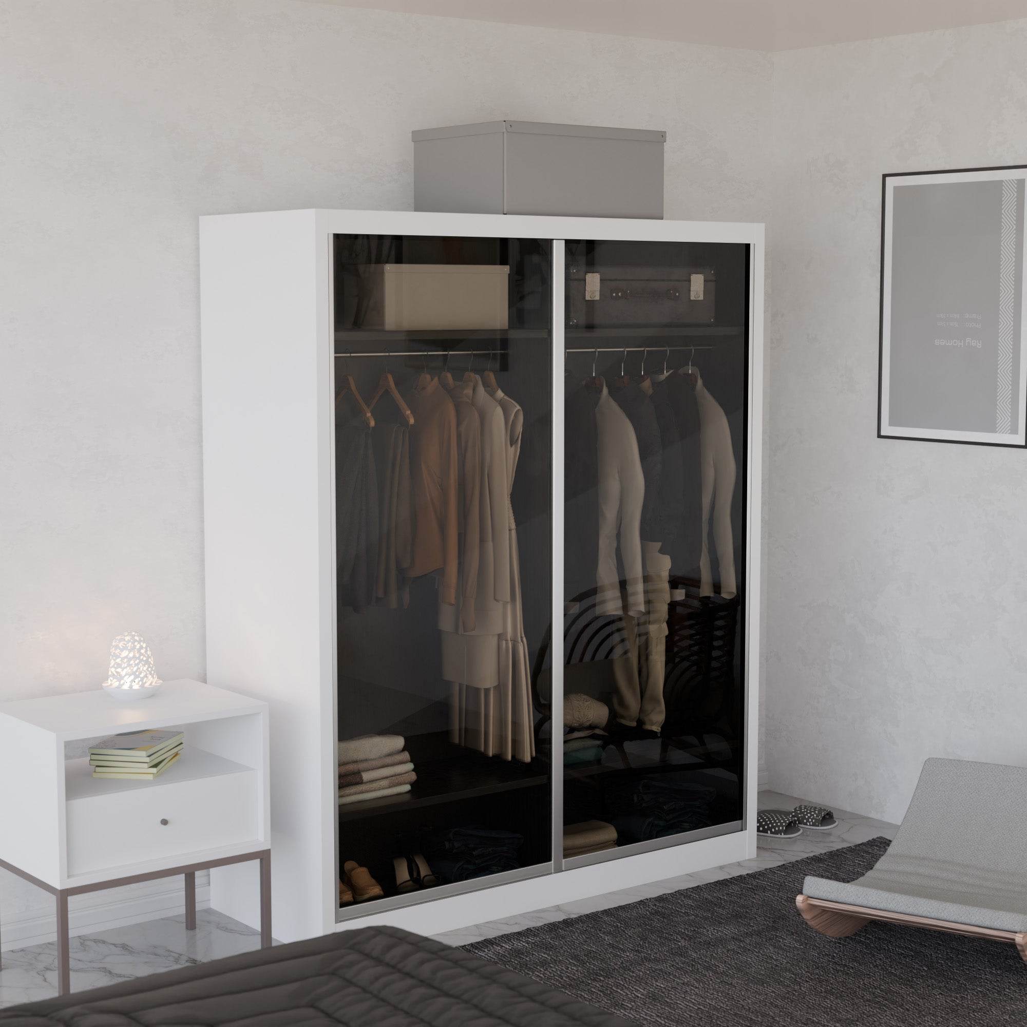 Megafurniture | Amity Modular Wardrobe A04 (Tinted Clear Glass) | Modular Wardrobe
