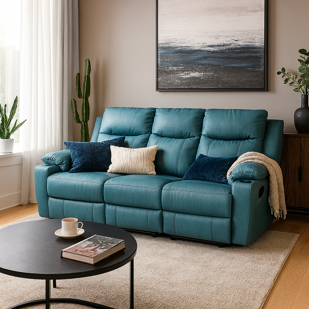 Arabella Genuine Leather Manual Recliner Sofa