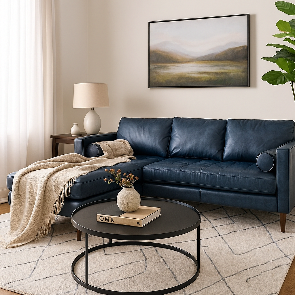 Ashla L-Shape Faux Leather Sofa