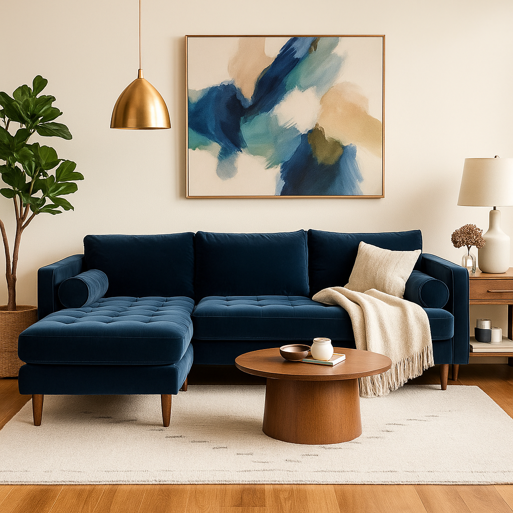 Ashla L-Shape Velvet Fabric Sofa