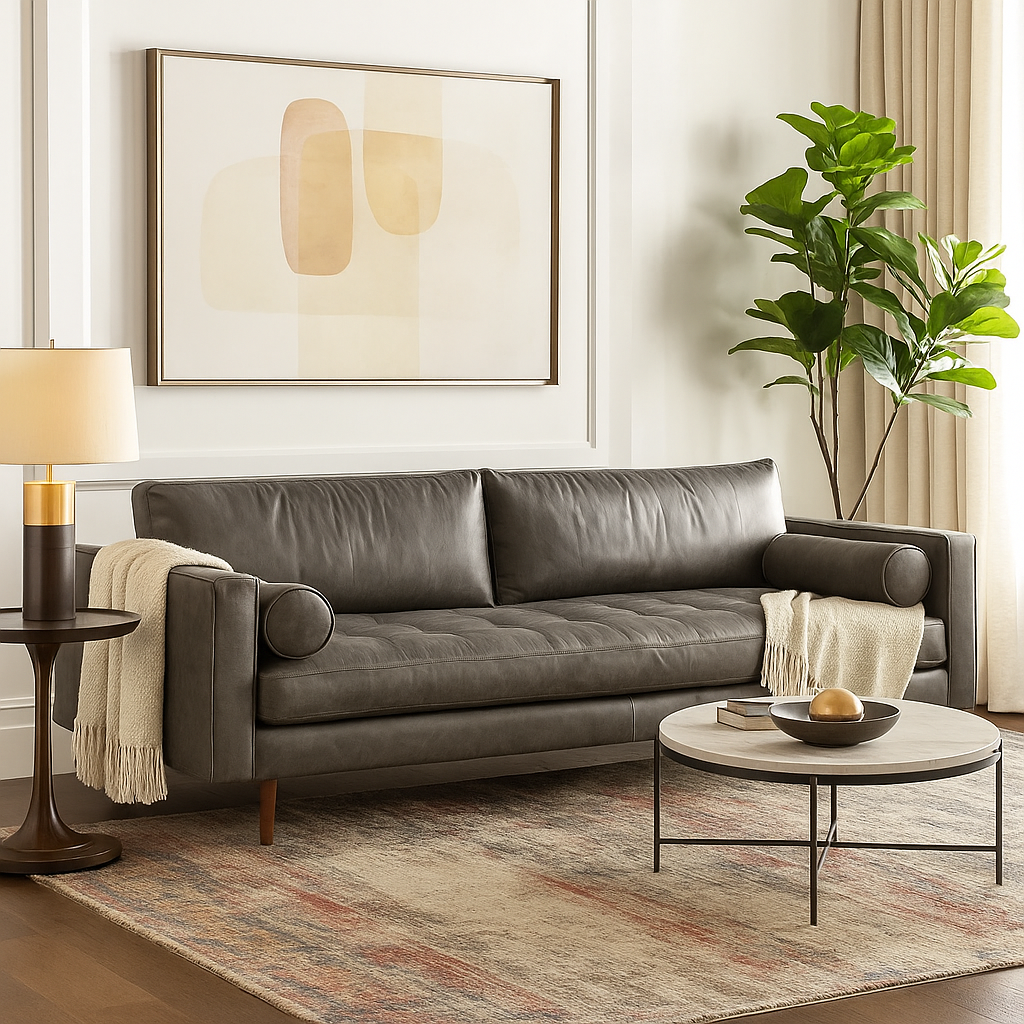 Ashla Faux Leather Sofa