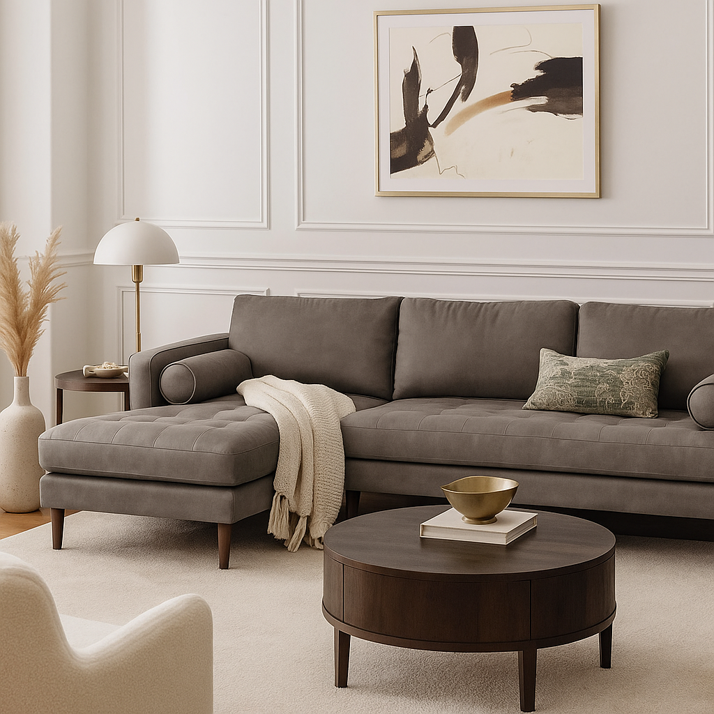 Ashla L-Shape Faux Leather Sofa