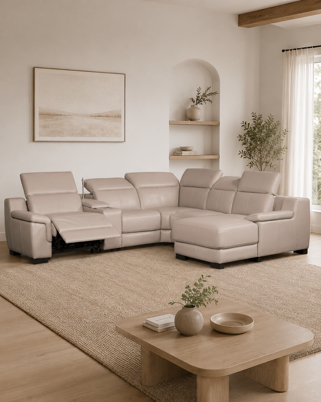 Morningside Genuine Leather Recliner Sectional Sofa