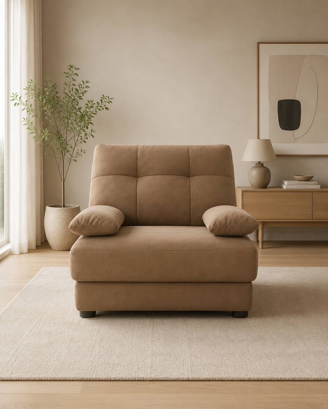 Ember Fabric Adjustable Armrest Sofa