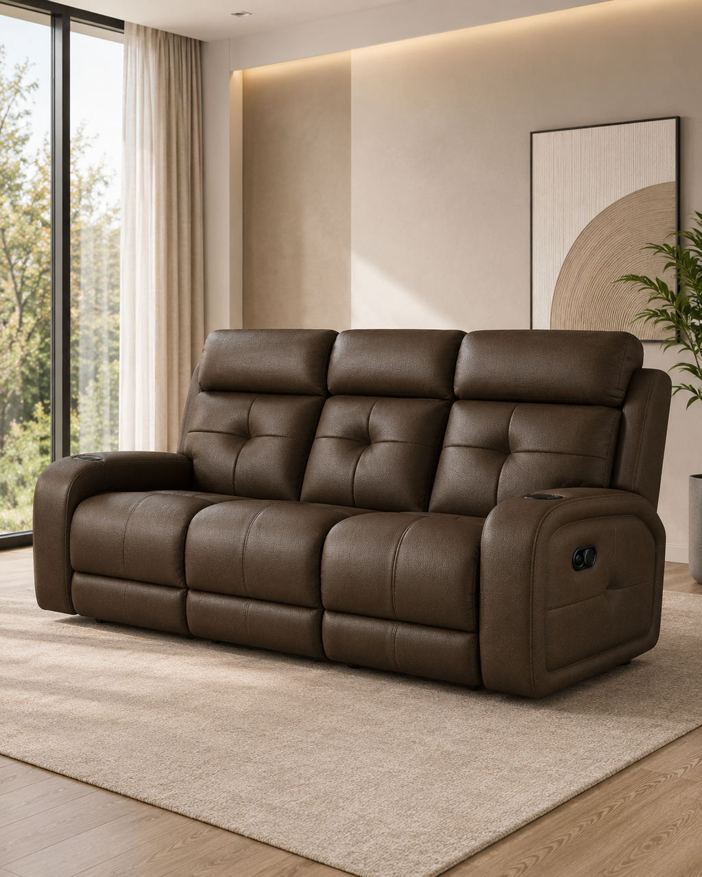 Avermont Cowhide Half-Leather Recliner Sofa