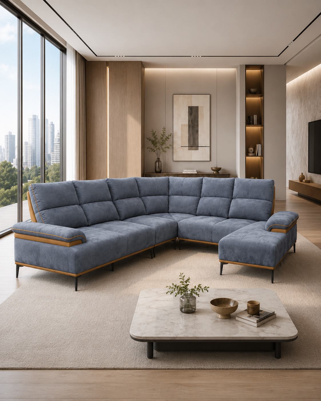 Vale Fabric Adjustable Backrest Corner Sofa