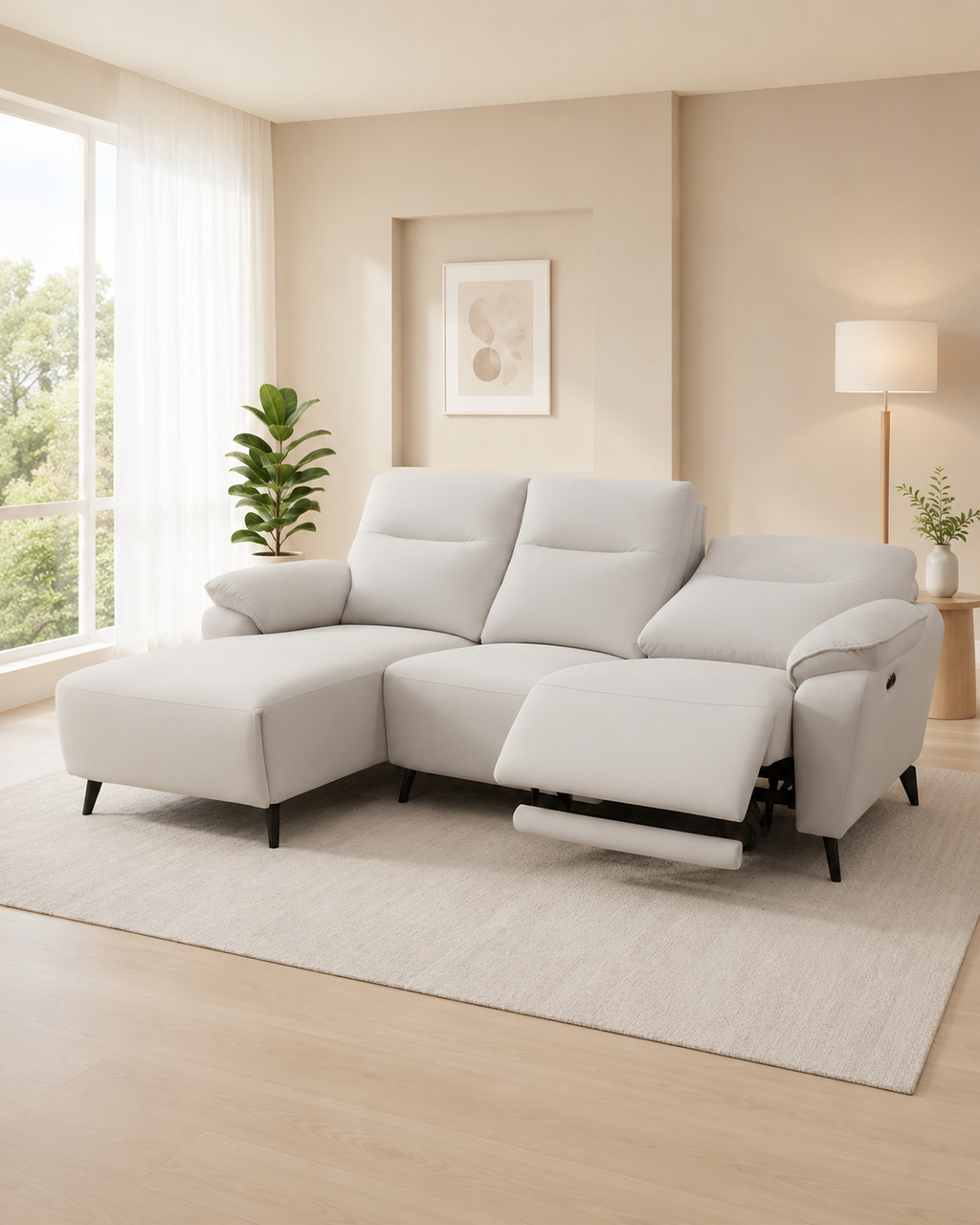 Eloise Fabric Recliner L-Shaped Sofa