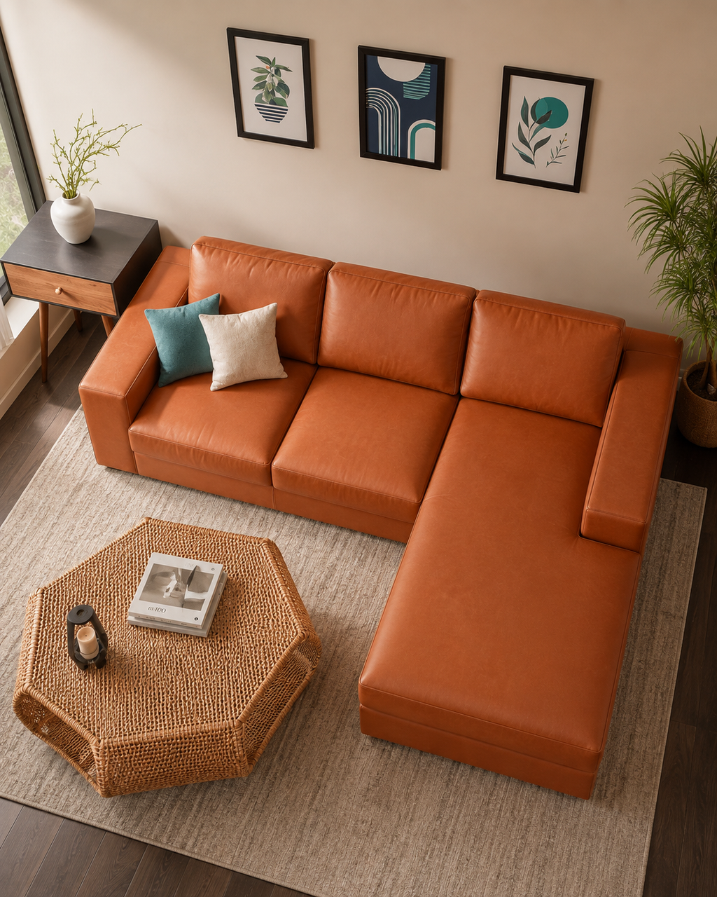 Valdora Faux Leather Sectional Sofa